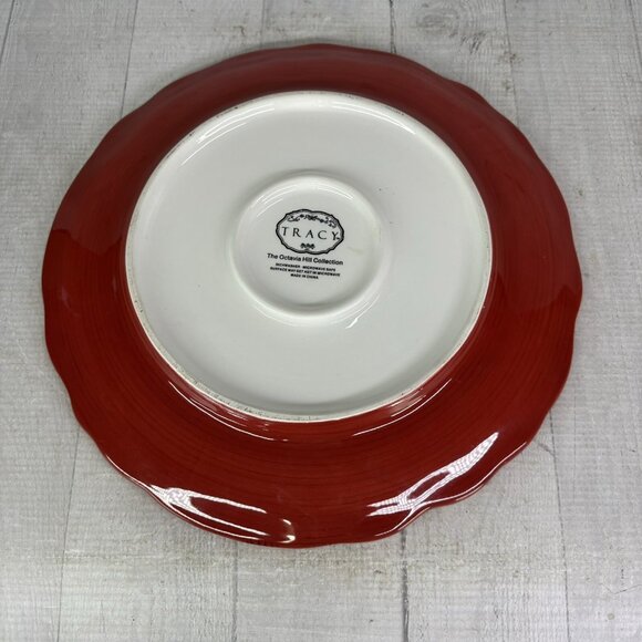 Tracy Porter THE OCTAVIA HILL COLLECTION Solid Red Embossed Dinner Plates Set 2 - Picture 5 of 14
